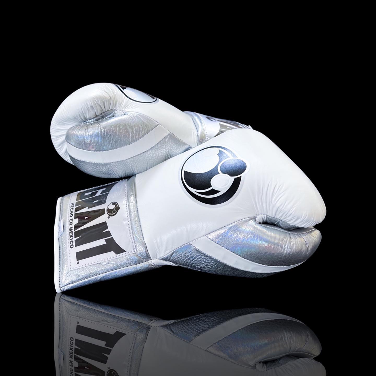 Grant Boxing Gloves in White/Silver colorway - Professional Lace-Up training gloves