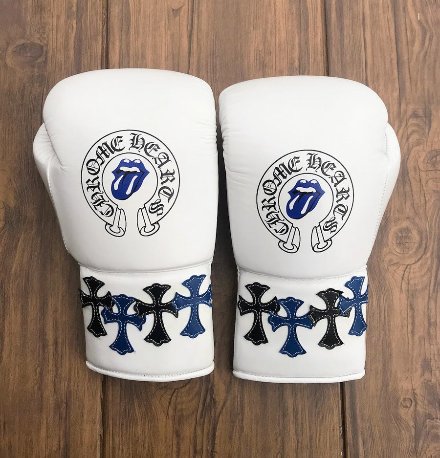 Winning Boxing Gloves White/Blue/Black Lace-Up 16oz