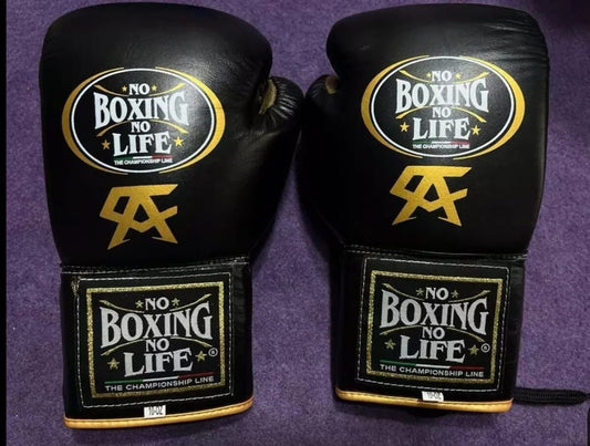 No Boxing No Life Boxing Gloves Black/Gold Custom