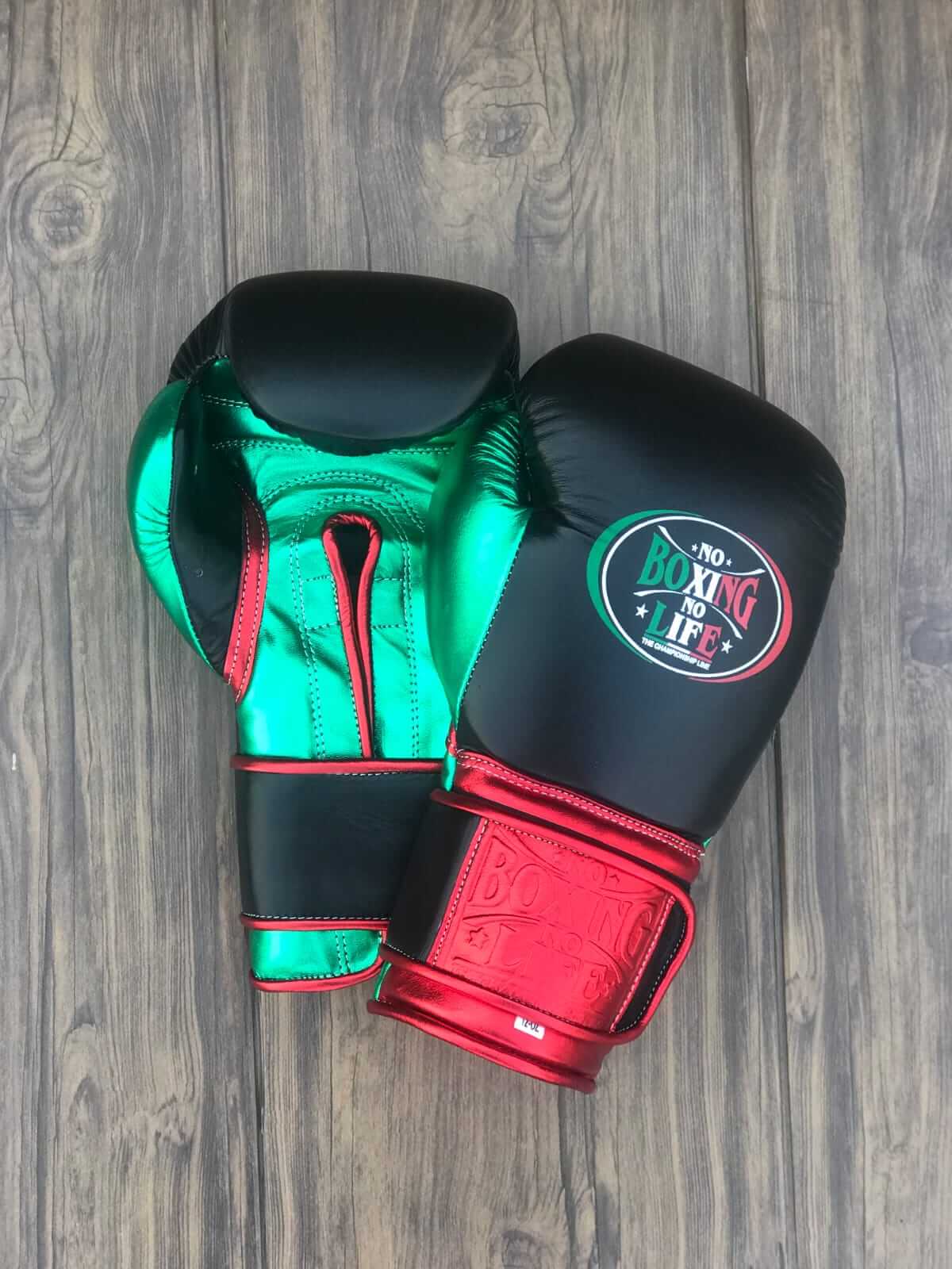 No Boxing No Life Boxing Gloves Black/Red/Green Boxing Training