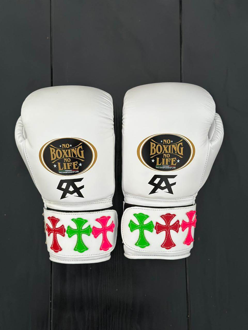 No Boxing No Life Boxing Gloves White Velcro