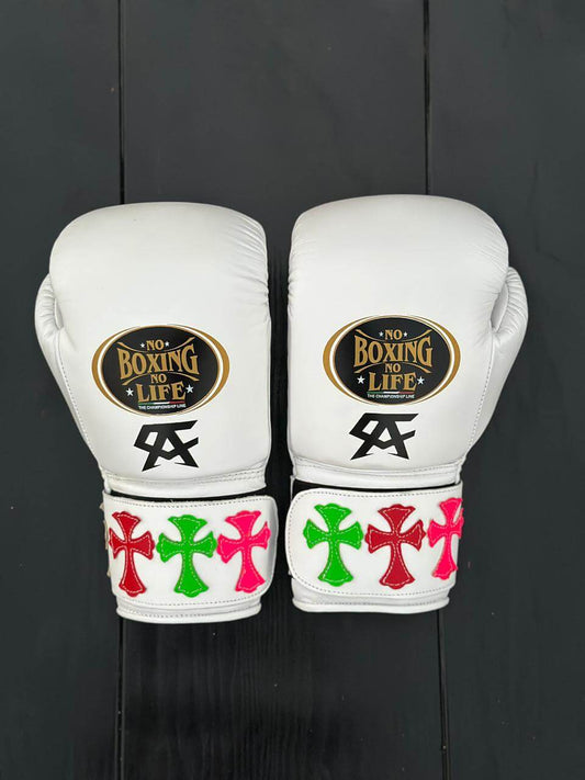 No Boxing No Life Boxing Gloves White Velcro