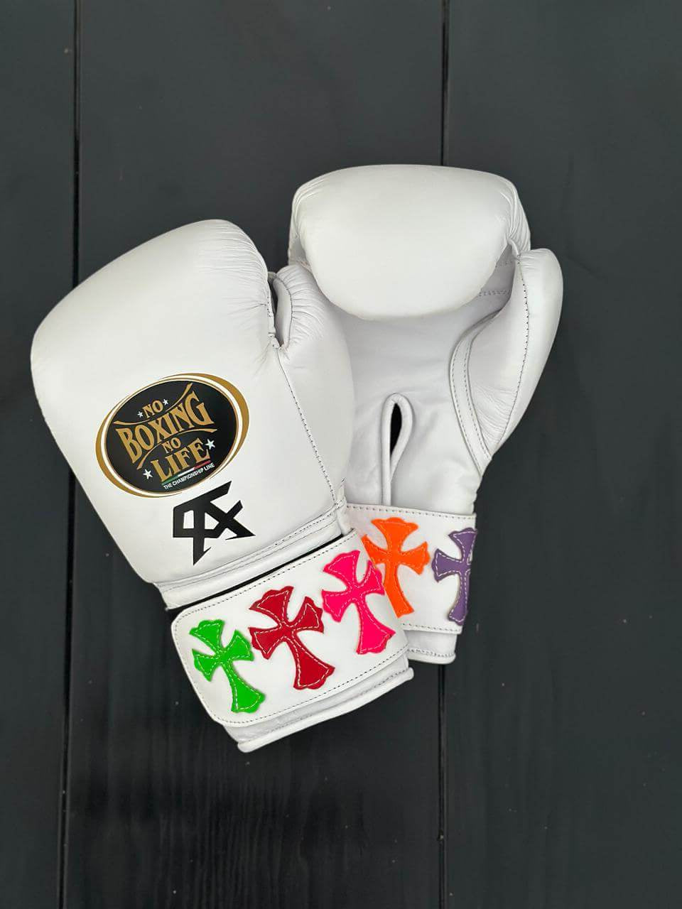 No Boxing No Life Boxing Gloves White Velcro