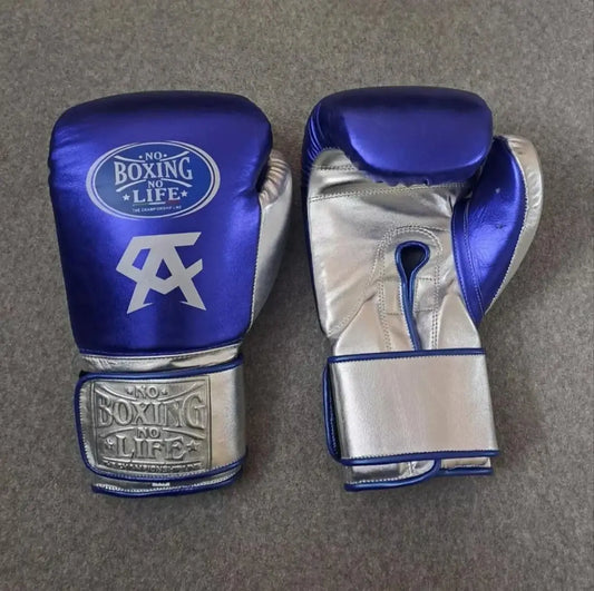 No Boxing No Life Boxing Gloves Navy-Blue/Silver Velcro