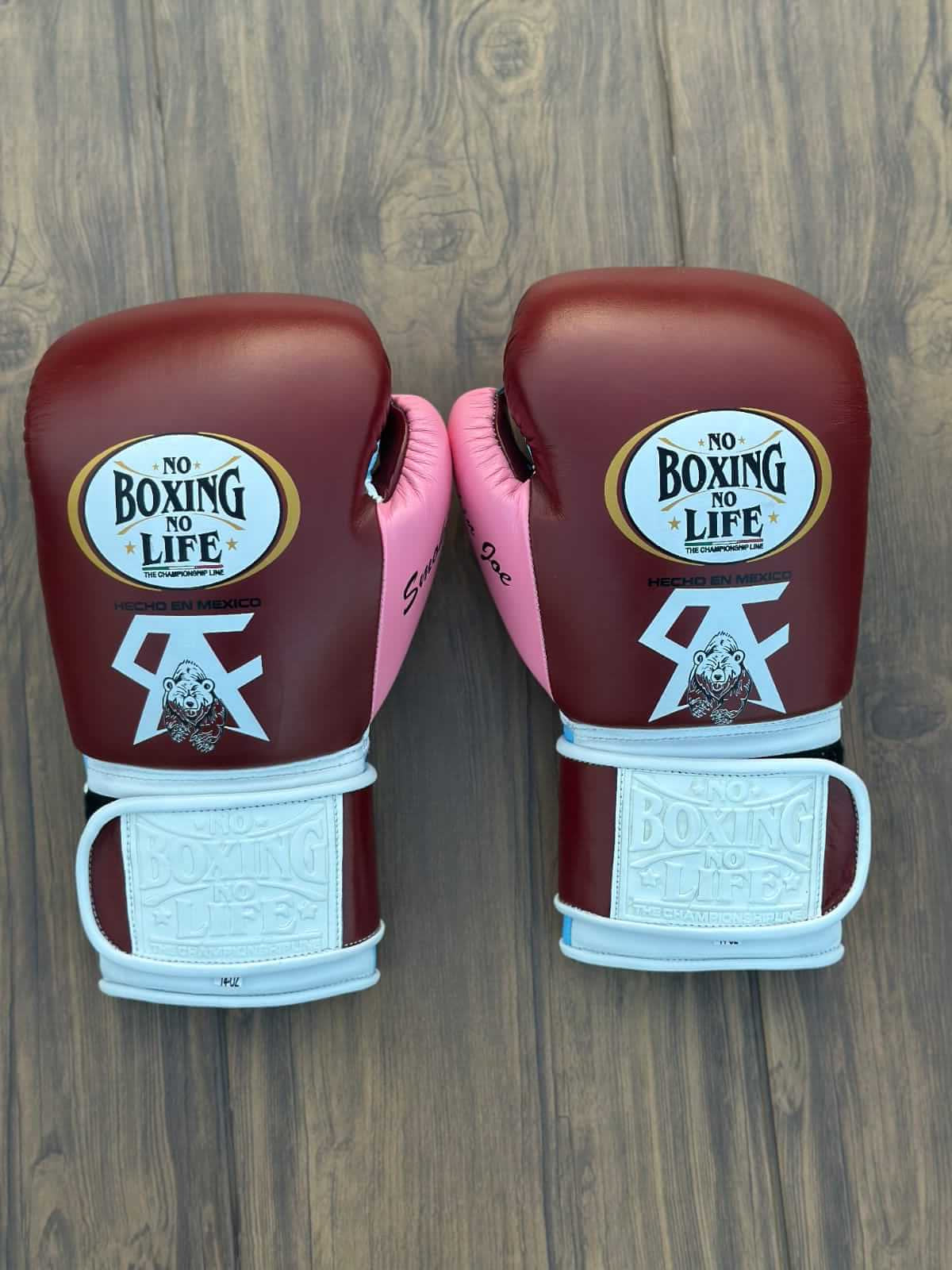 No Boxing No Life Boxing Gloves Maroon/Pink/White/Blue Competition