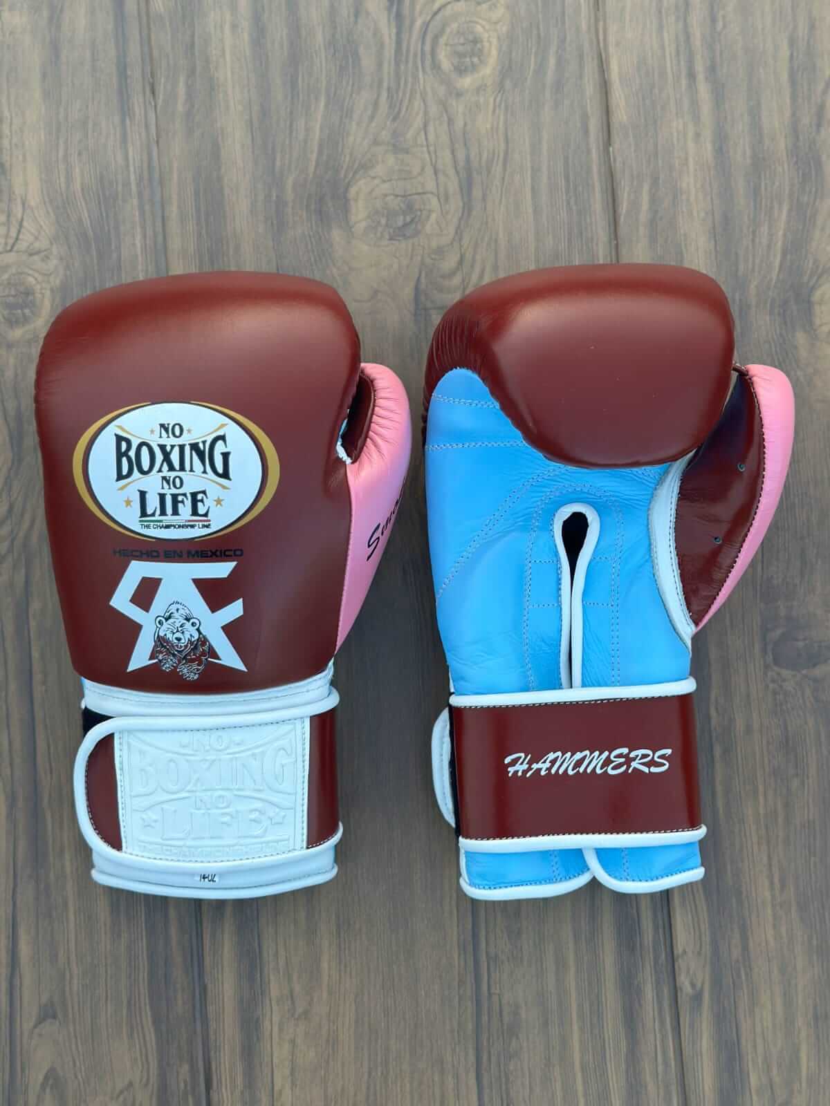 No Boxing No Life Boxing Gloves Maroon/Pink/White/Blue Competition