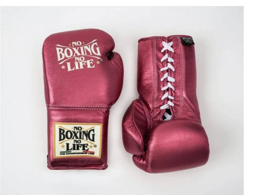 No Boxing No Life Boxing Gloves Dark-Pink Lace-Up Training