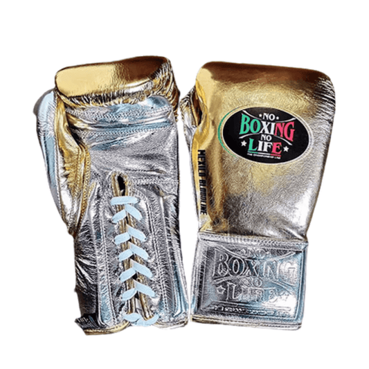 No Boxing No Life Boxing Gloves Gold/Silver Leather