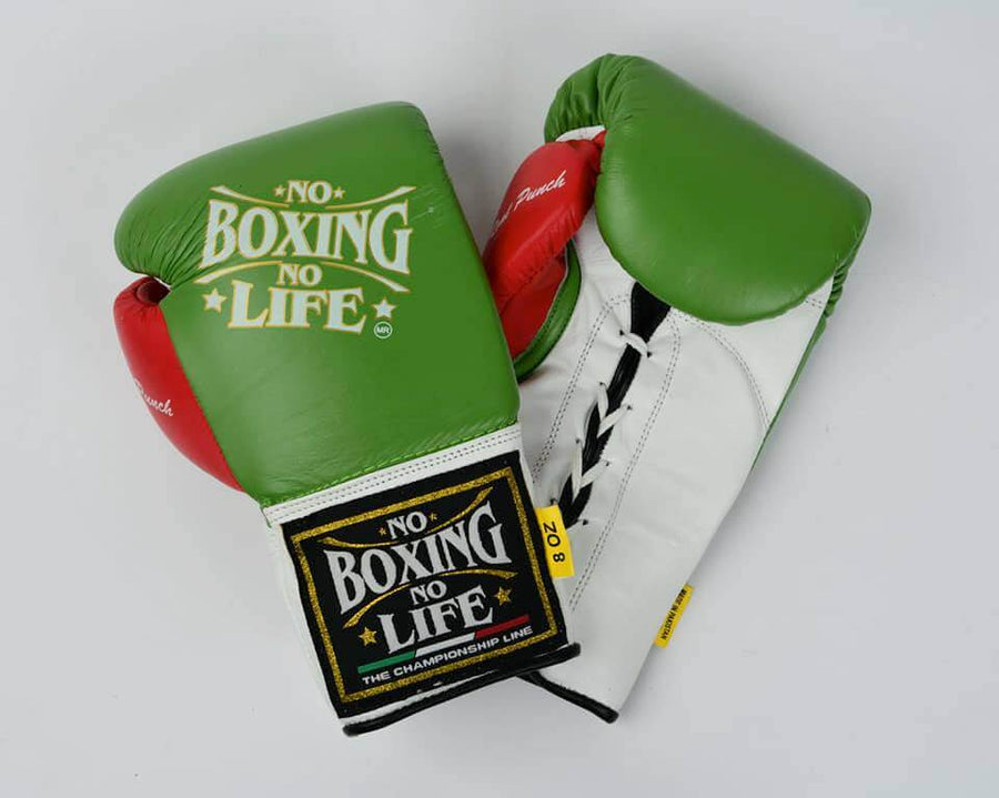 No Boxing No Life Boxing Gloves Green/White/Red Training