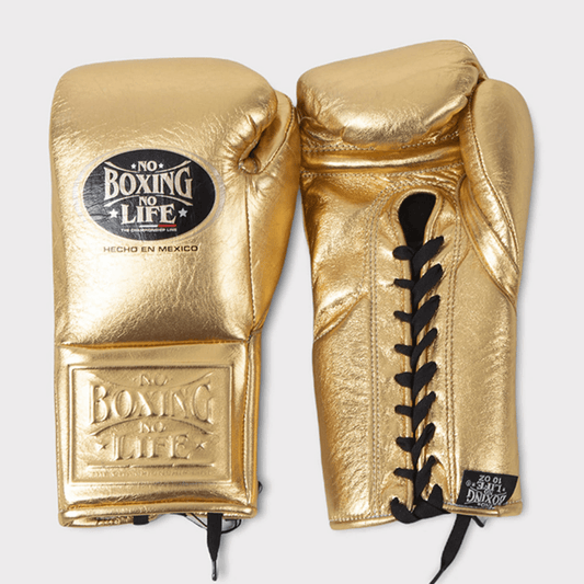 No Boxing No Life Boxing Gloves Gold/Black Lace-Up