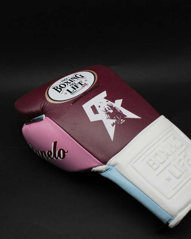 No Boxing No Life Boxing Gloves Maroon/Pink/White/Blue Competition (Lace-Up)