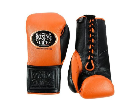 No Boxing No Life Boxing Gloves Orange/Black Leather