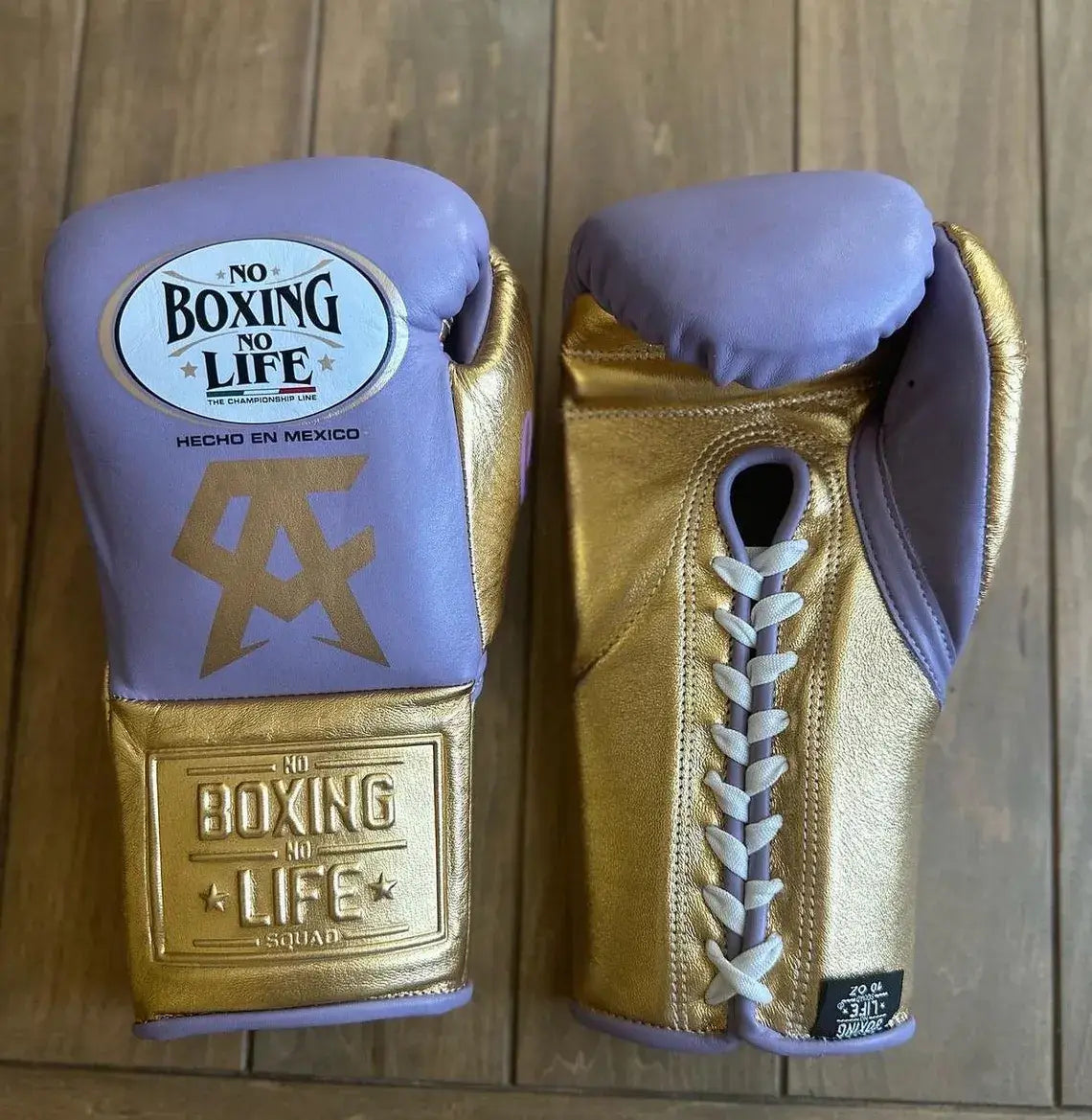 No Boxing No Life Boxing Gloves Purple/Gold Leather