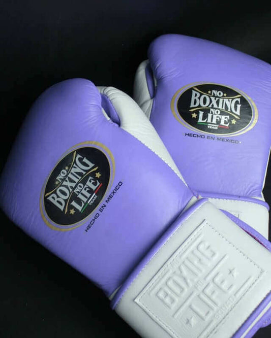 No Boxing No Life Boxing Gloves Purple/White Leather