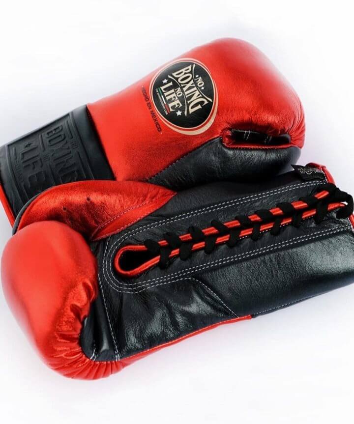No Boxing No Life Boxing Gloves Red/Black Lace-Up 16oz
