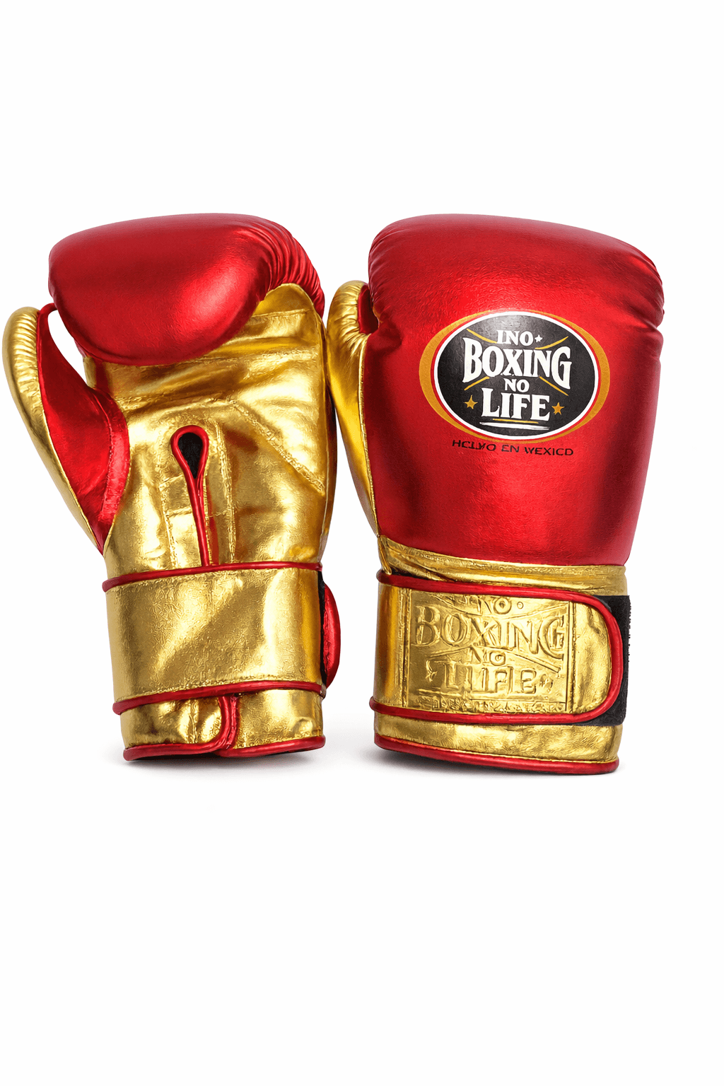 No Boxing No Life Boxing Gloves Red/Gold Leather