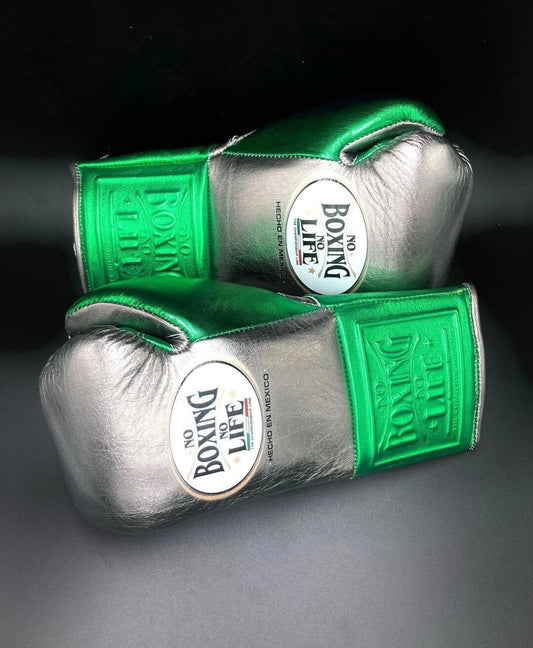 No Boxing No Life Boxing Gloves Silver/Green Custom