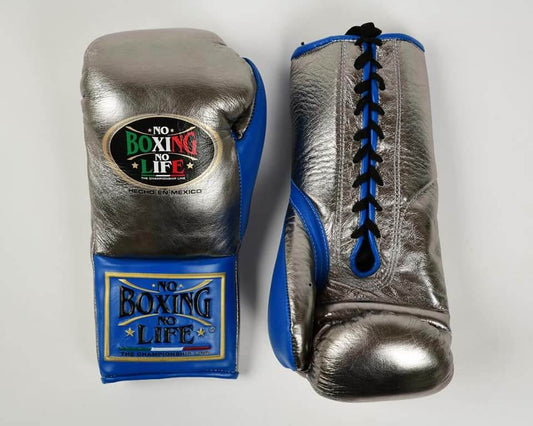 No Boxing No Life Boxing Gloves Silver/Blue Competition