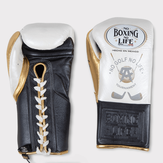 No Boxing No Life Boxing Gloves White/Black/Gold Heavy Bag
