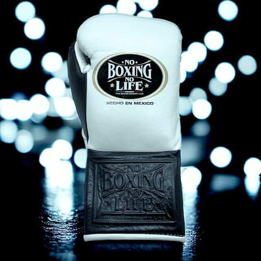 No Boxing No Life Boxing Gloves White/Black Leather