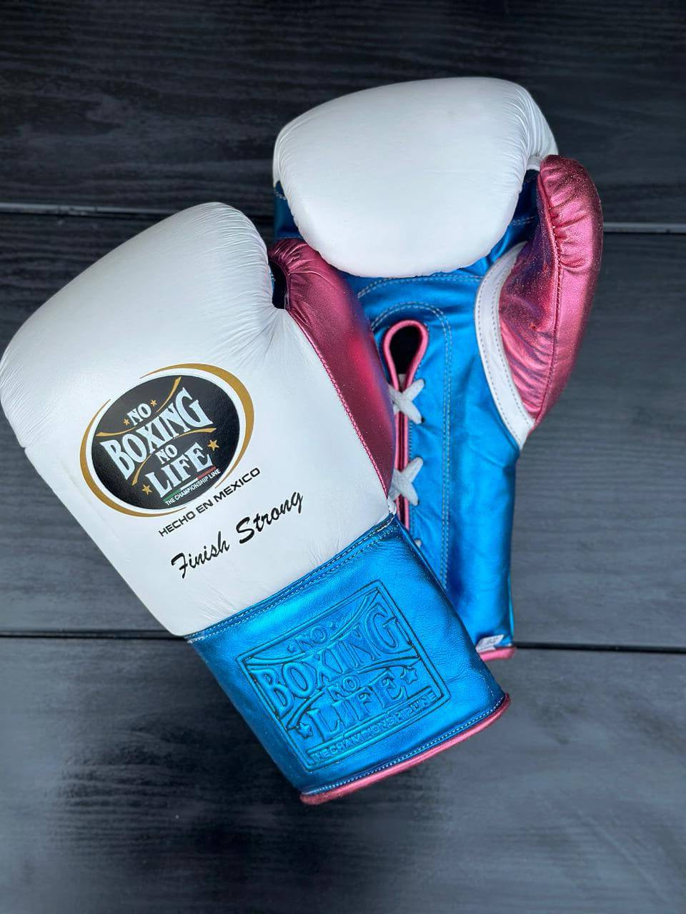No Boxing No Life Boxing Gloves White/Blue/Pink Customizable