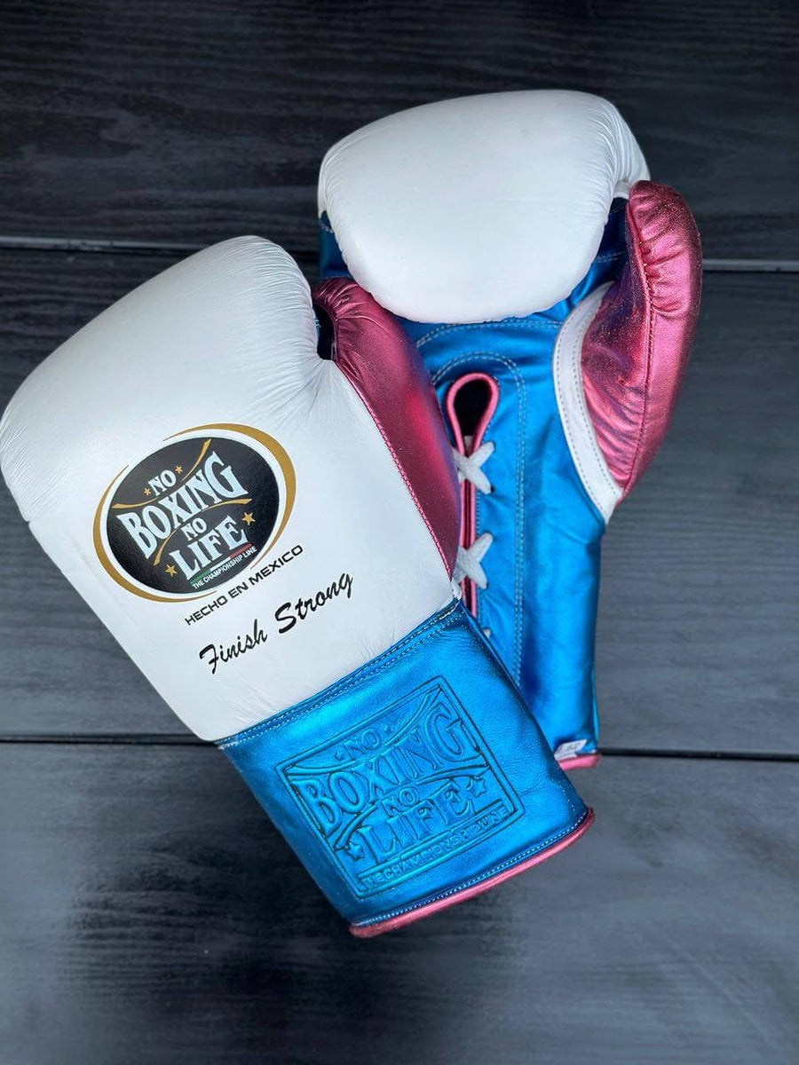 No Boxing No Life Boxing Gloves White/Blue/Pink Customizable