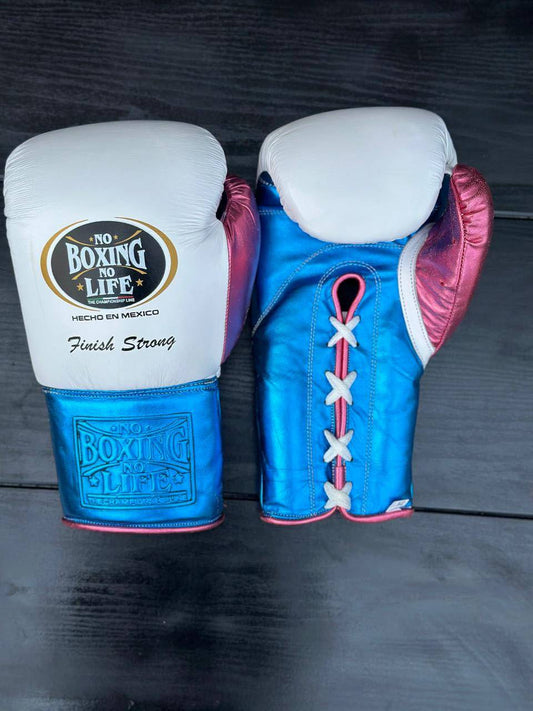 No Boxing No Life Boxing Gloves White/Blue/Pink Customizable