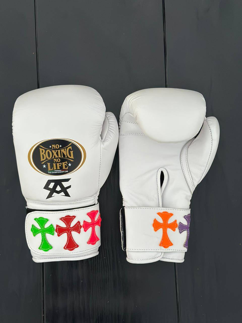No Boxing No Life Boxing Gloves White Velcro