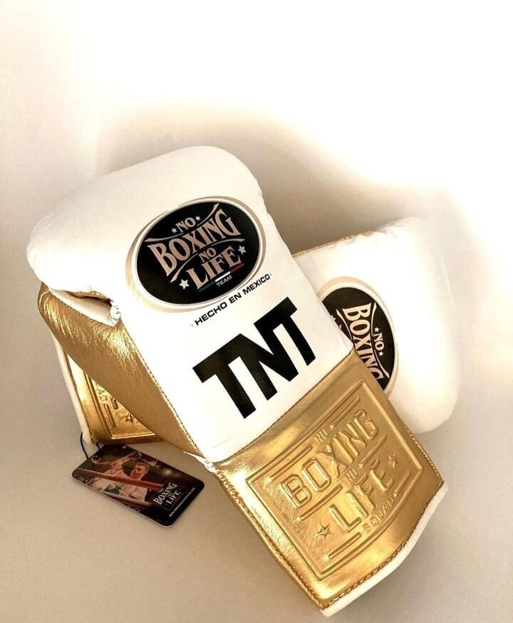 No Boxing No Life Boxing Gloves White/Gold Training
