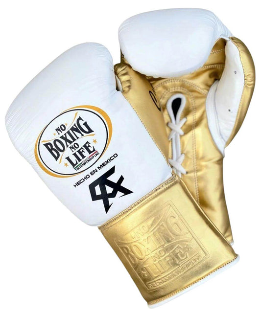 No Boxing No Life Boxing Gloves White/Gold Custom Fit