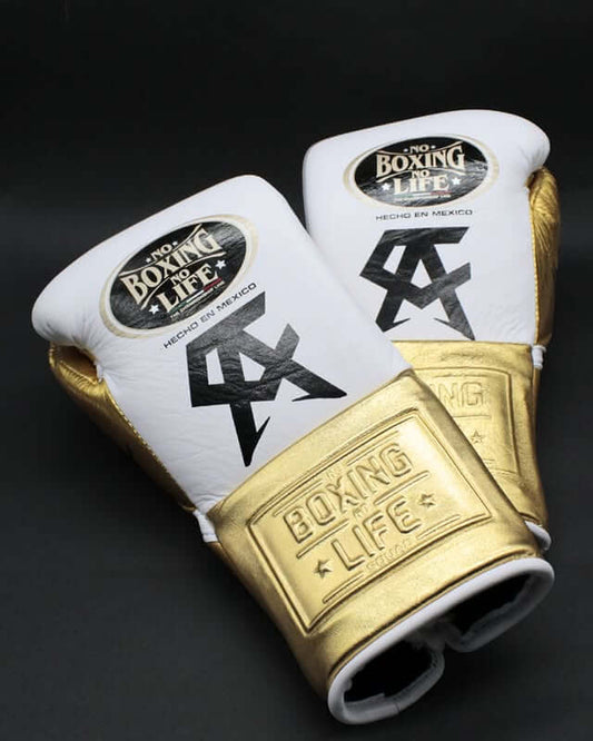 No Boxing No Life Boxing Gloves White/Gold/Black Fitness Boxing