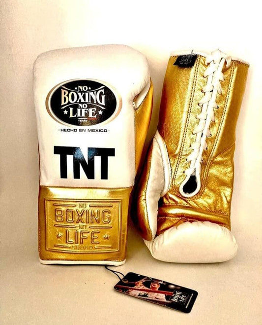 No Boxing No Life Boxing Gloves White/Gold Training