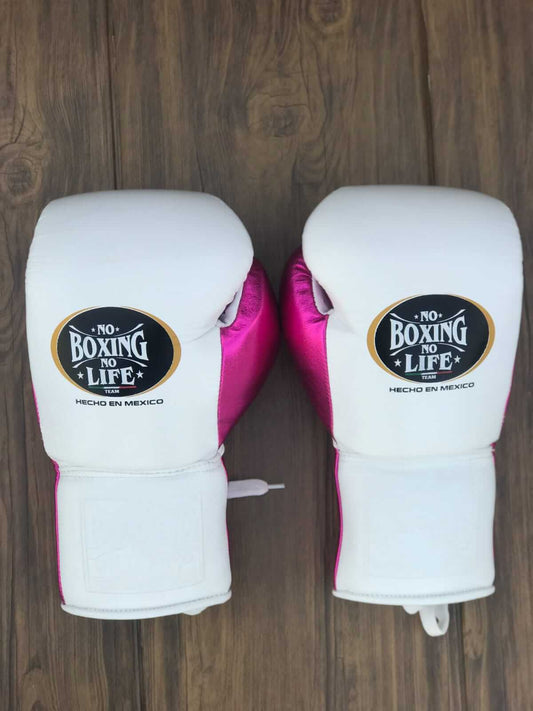 No Boxing No Life Boxing Gloves White/Pink Fight Gear
