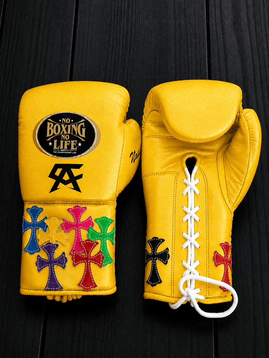 No Boxing No Life Boxing Gloves Yellow Leather