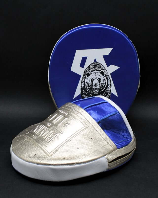 No Boxing No Life Punching Mitts Blue/Silver Leather