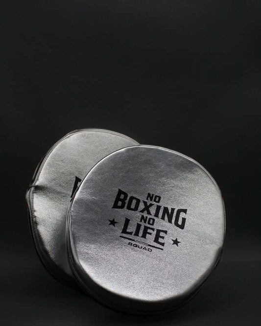 No Boxing No Life Punching Mitts Silver Sparring