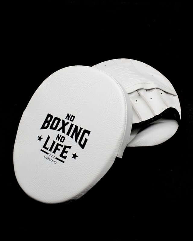 No Boxing No Life Punching Mitts White/Black Coach Pads