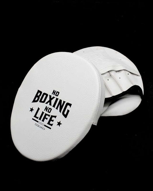 No Boxing No Life Punching Mitts White/Black Coach Pads