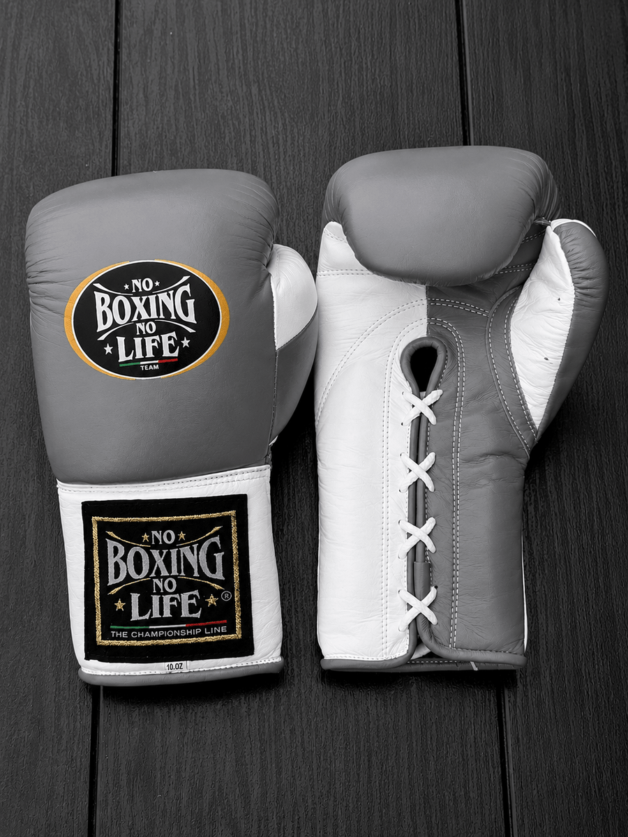No Boxing No Life Boxing Gloves Grey/White Leather
