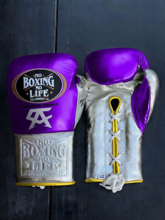 No Boxing No Life Boxing Gloves Purple/Silver/Gold Sparring