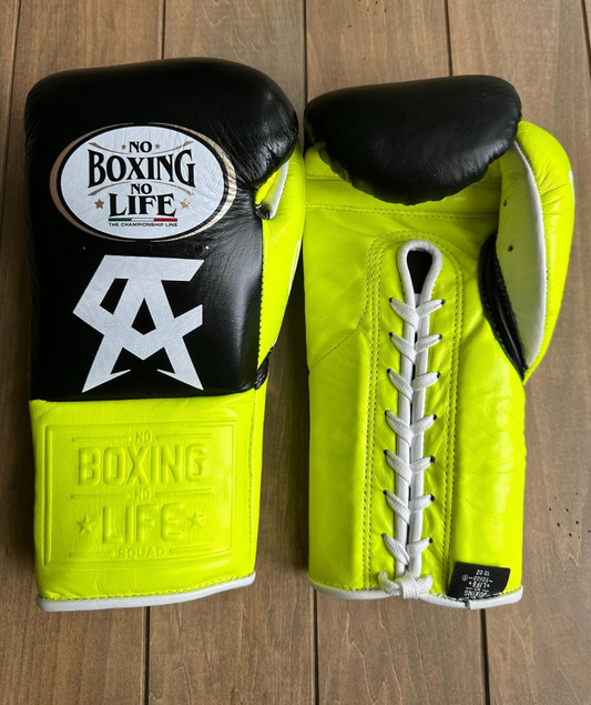 No Boxing No Life Boxing Gloves Black/Yellow Competition