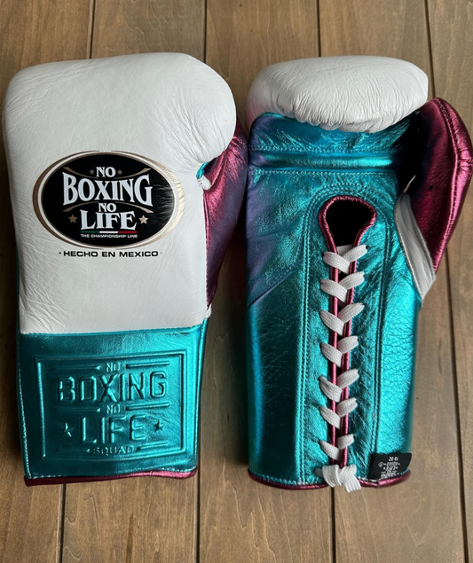 No Boxing No Life Boxing Gloves White/Blue/Pink Custom