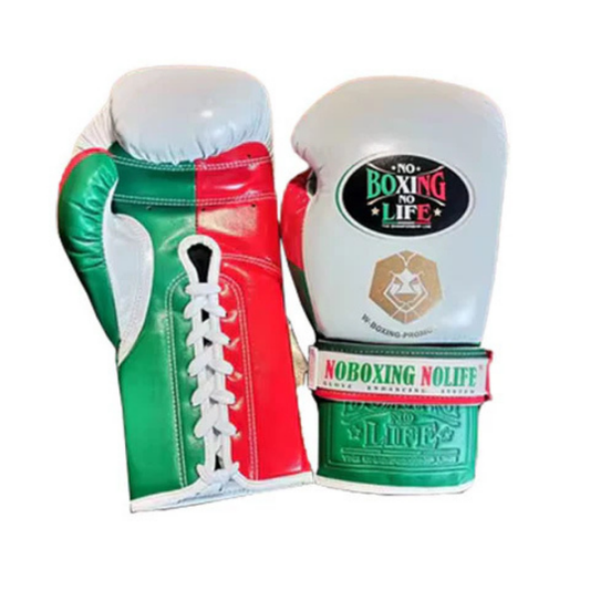 No Boxing No Life Boxing Gloves White/Green/Red Sparring