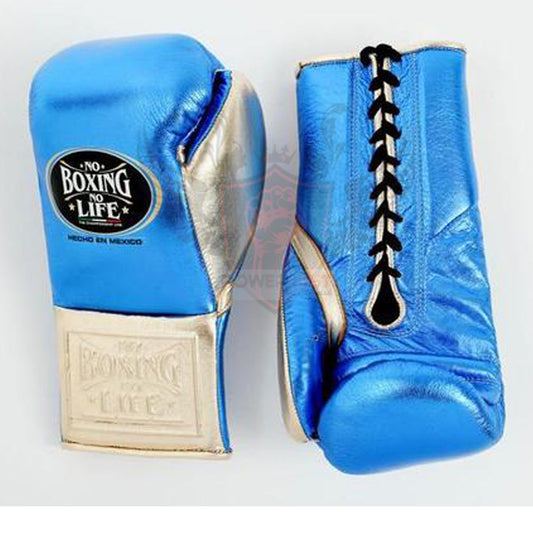 No Boxing No Life Boxing Gloves Blue/Silver Lace-Up