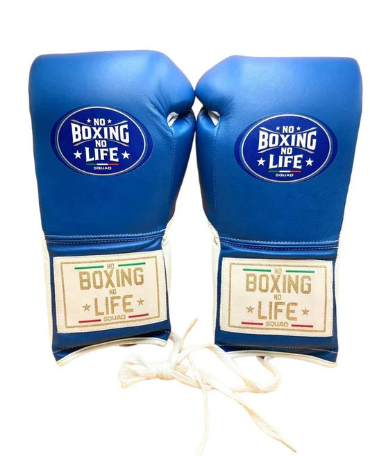 No Boxing No Life Boxing Gloves Blue/White Lace-Up 16oz
