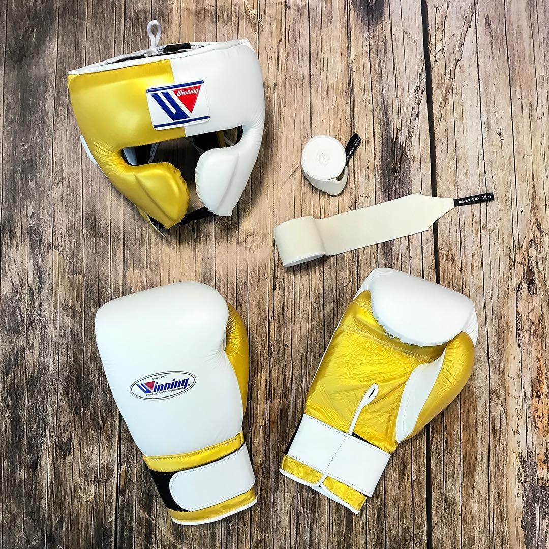 Winning Boxing Gloves Set White/Gold Customizable