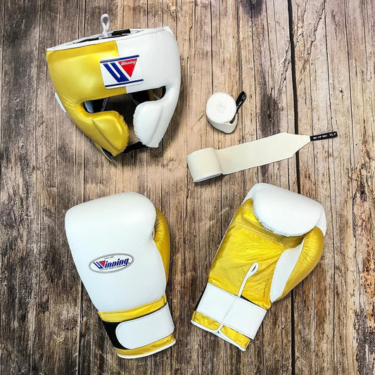 Winning Boxing Gloves Set White/Gold Customizable