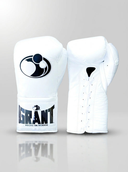Grant Lace-Up Pro Boxing Gloves – All White