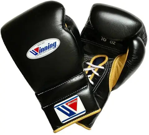 Winning Boxing Gloves Black/Gold Geart Value Lace-Up