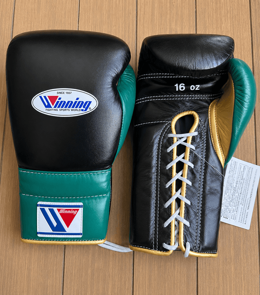 Winning Boxing Gloves Black/Green/Gold Custom